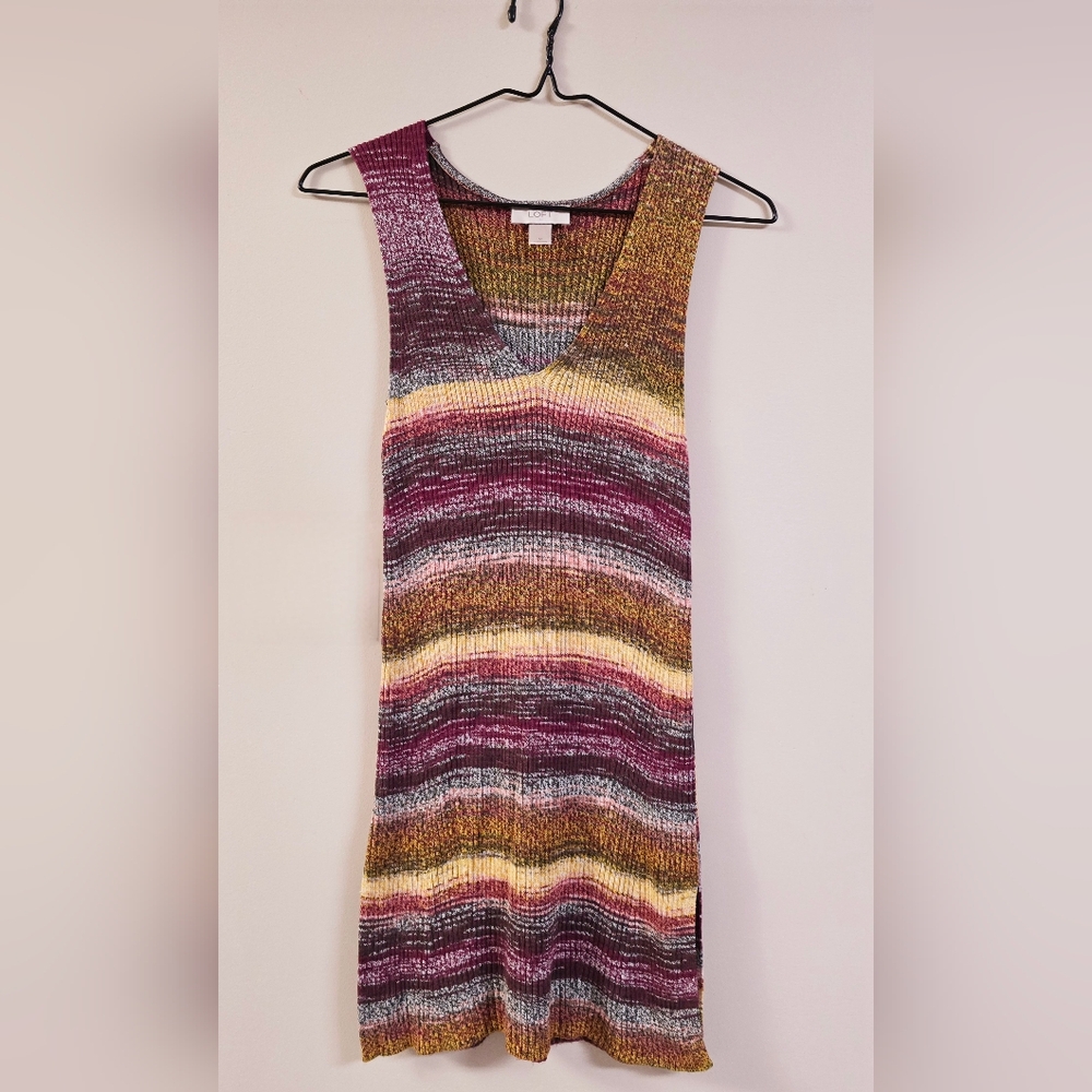 LOFT Knit Striped V-Neck Mini Dress